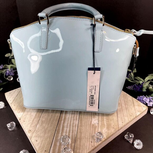 Dooney Bourke Charlie Satchel Purse Blue Shoulder Bag Crossbody Handbag Leather - Picture 3 of 12